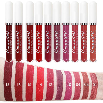 10-Piece Matte Waterproof Lip Gloss Set – Bold Color, All-Day Stay（2）